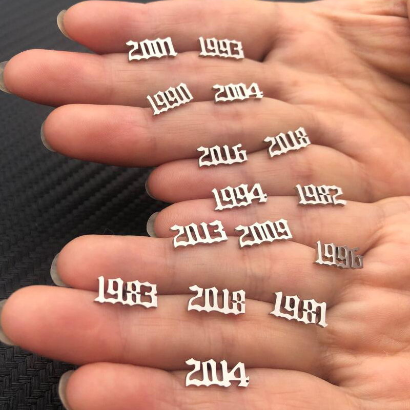 Women'S Fashion Year 2000 - Tiny Year Number Stainless Steel Earrings