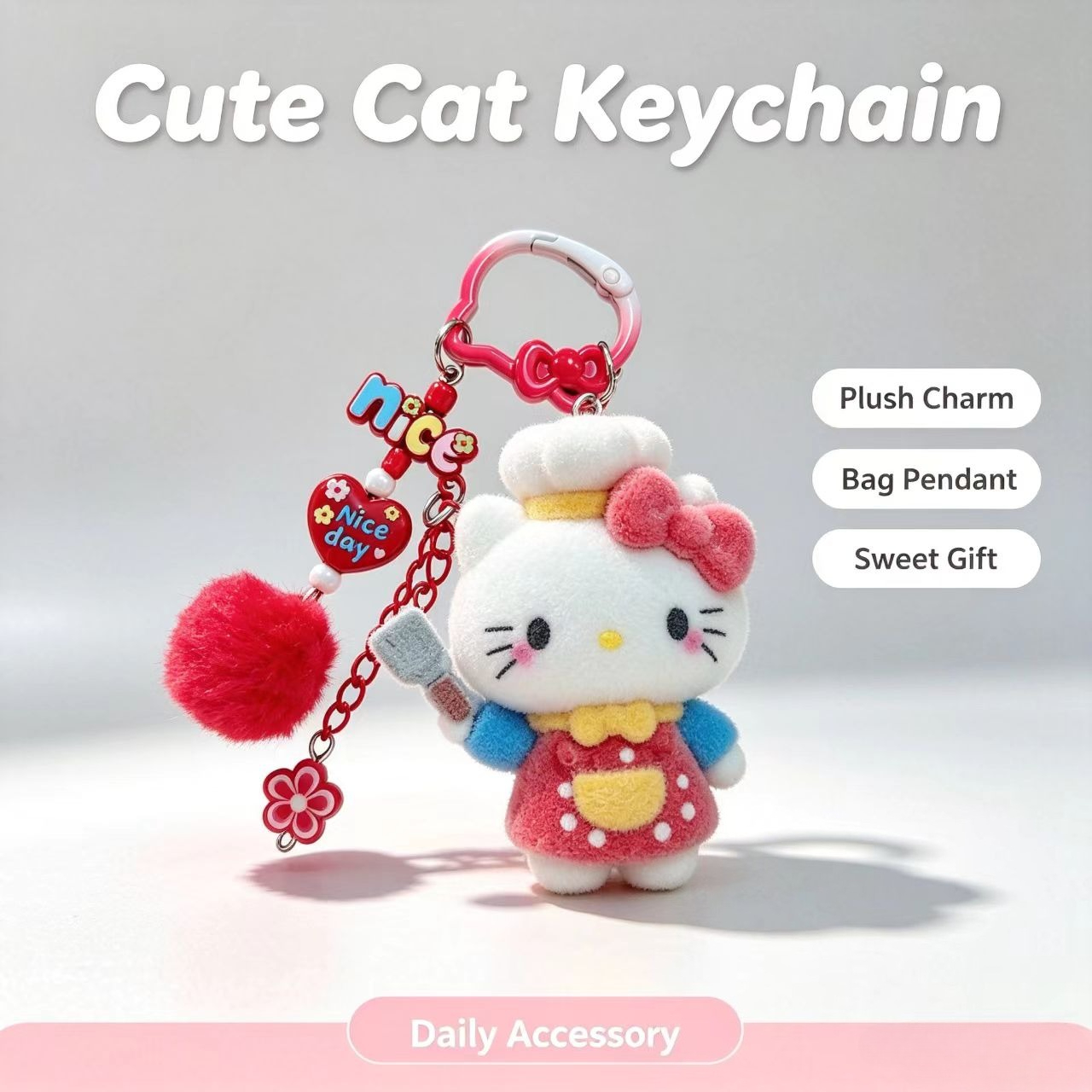 Fashion Flocked Cat Keychain C - Women Fashion Rings 评论和价格