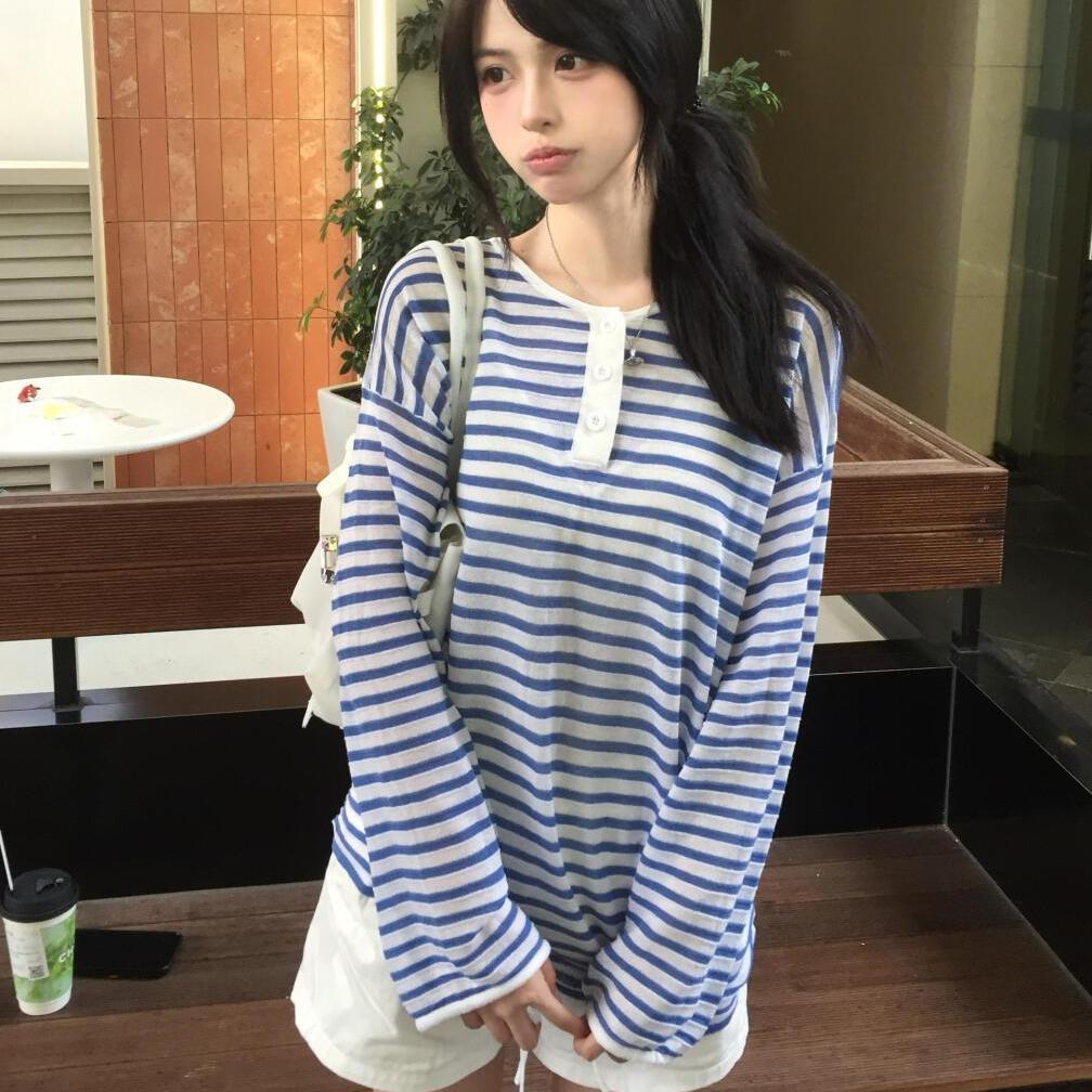 Kimotimo Women Blue White Stri - Women Fashion Korean 评论和价格