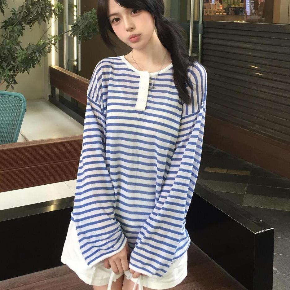 Kimotimo Women Blue White Stri - Women Fashion Korean 评论和价格