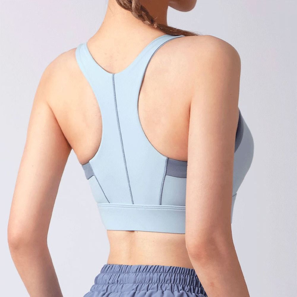 Comfortable Patchwork Front Zi - Bra Top Seamless 评论和价格