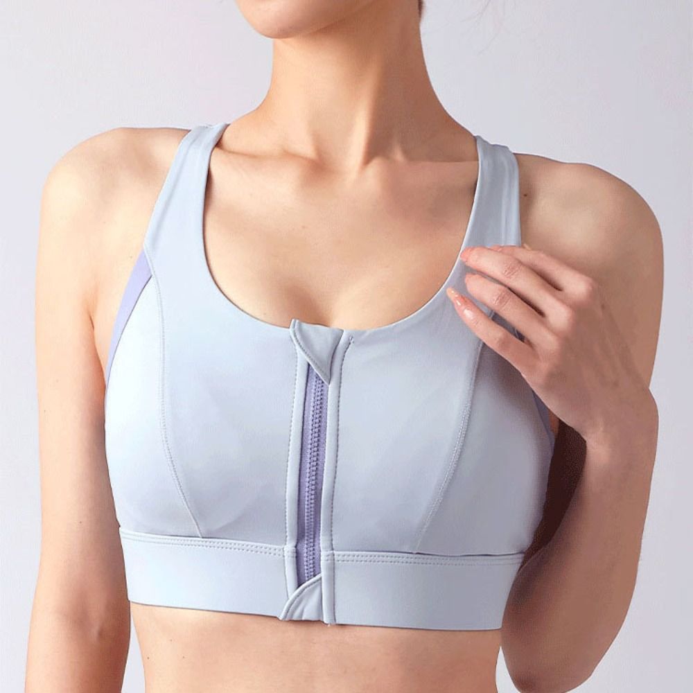 Comfortable Patchwork Front Zi - Bra Top Seamless 评论和价格