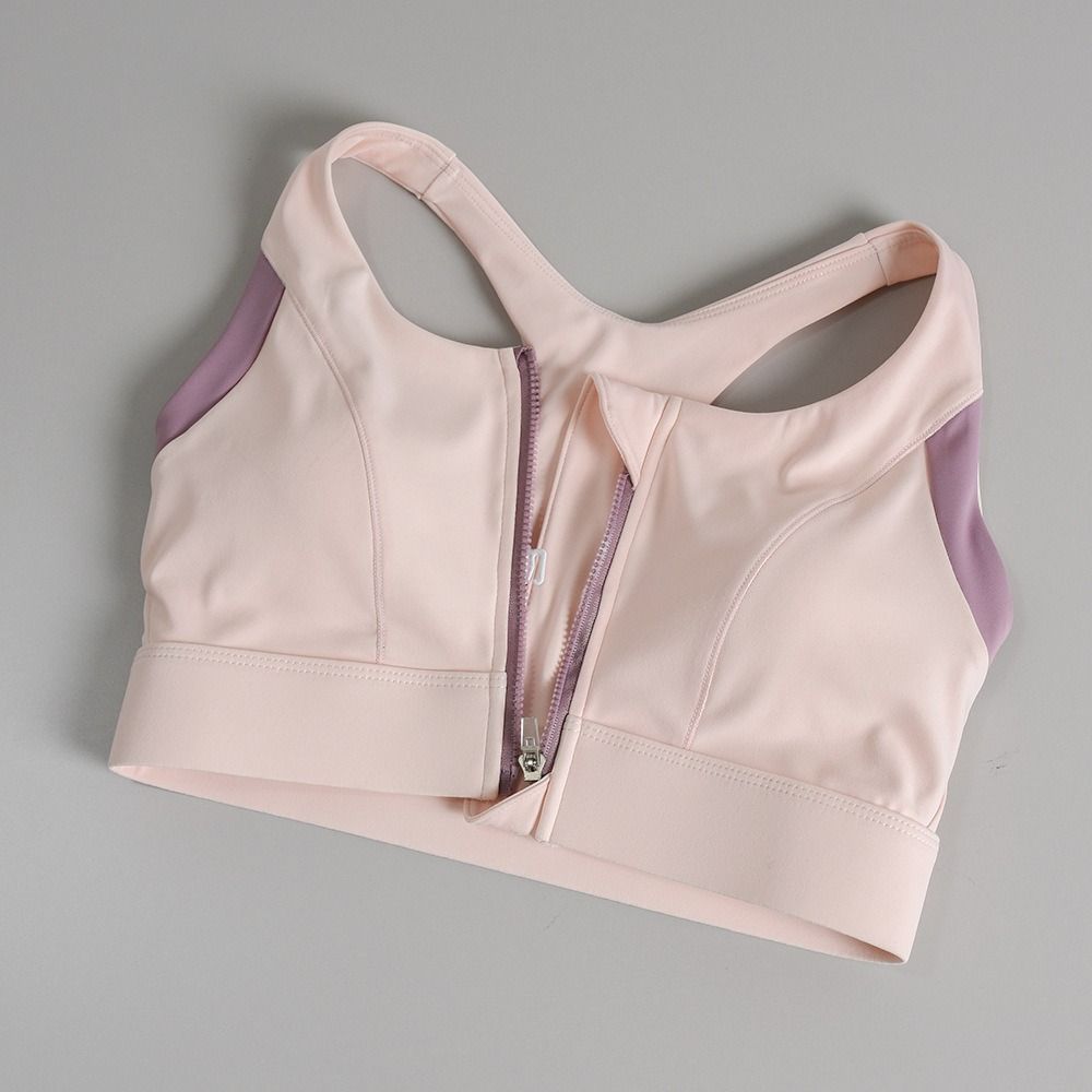 Comfortable Patchwork Front Zi - Bra Top Seamless 评论和价格