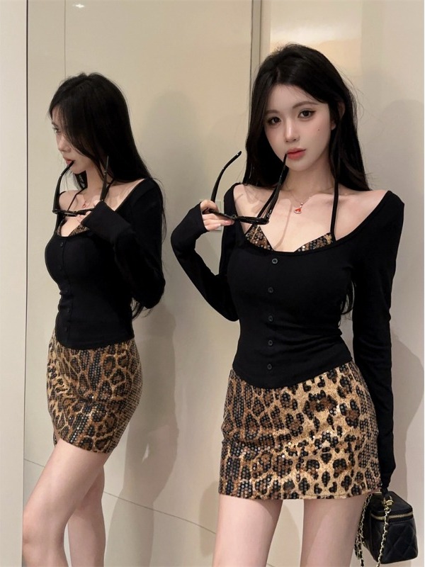 Sexy Leopard Print Wrap Chest  - Printed Wrap Skirt 评论和价格