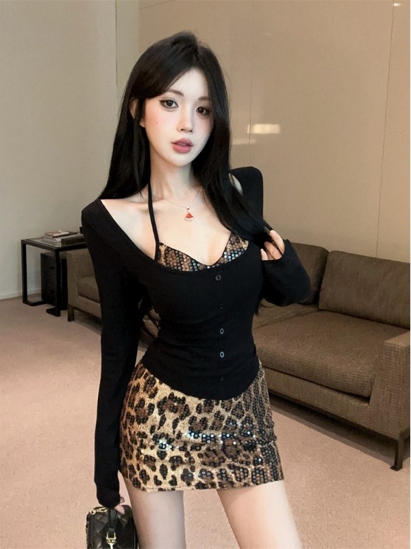 Sexy Leopard Print Wrap Chest  - Printed Wrap Skirt 评论和价格