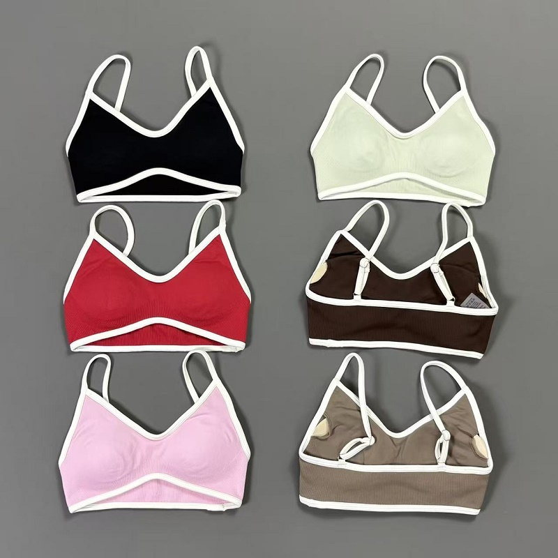 Women Contrastline Yoga Bra V  - Bra Top Seamless 评论和价格