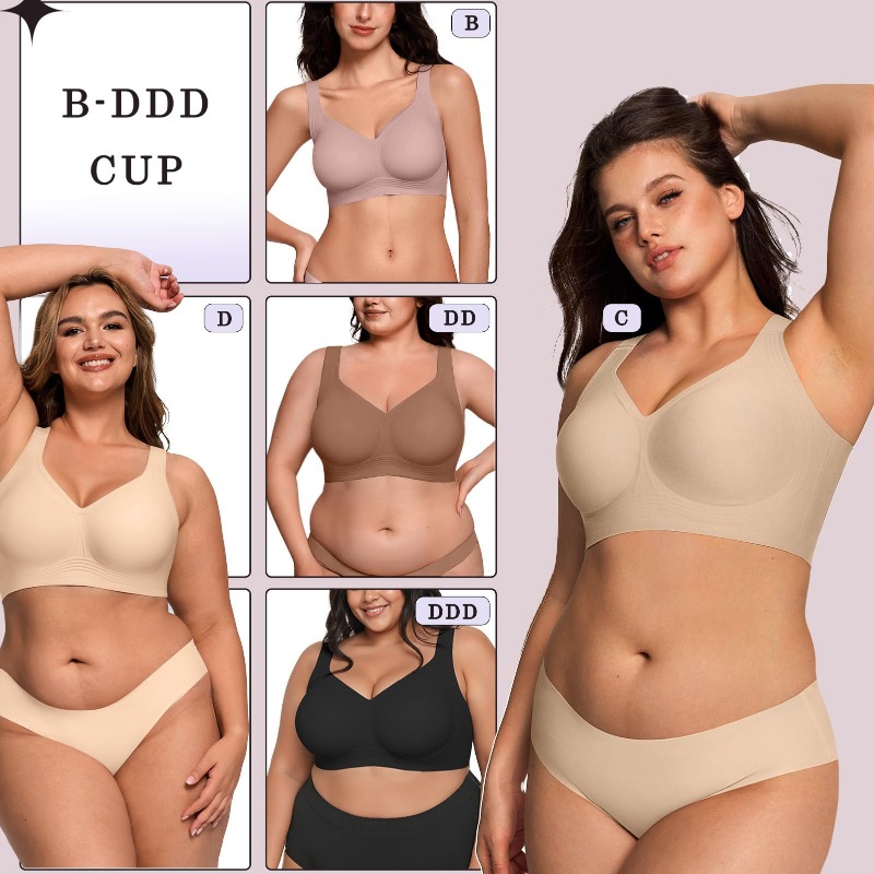 Plus Size Wireless Jelly Bra W - Bra Top Seamless 评论和价格