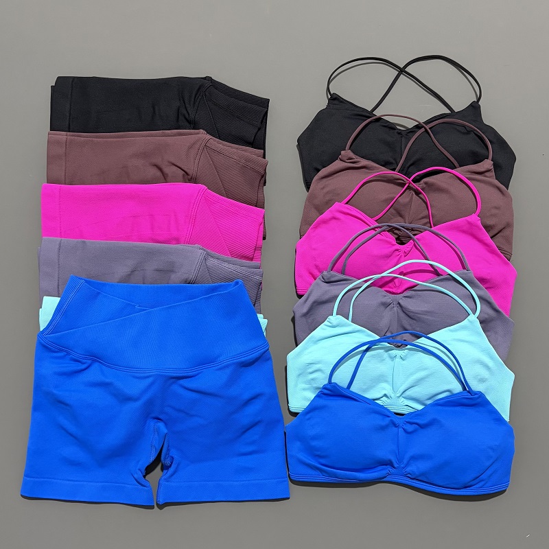 2 Piece Vision Gym Set Women Y - Bra Top Seamless 评论和价格