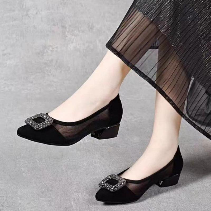 Elegant Pointed Toe Mesh Block - Women Fashion Heels 评论和价格