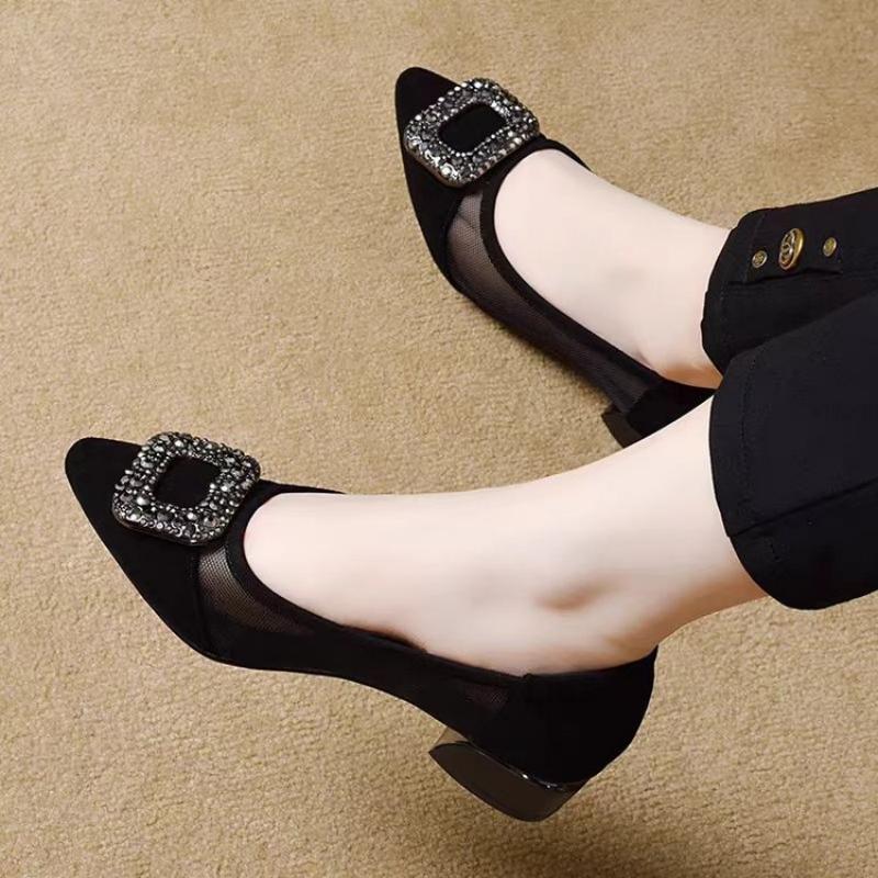 Elegant Pointed Toe Mesh Block - Women Fashion Heels 评论和价格