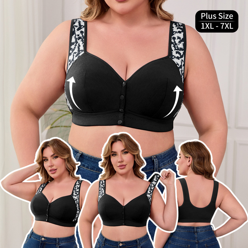 XL-7XL Plus Size Front Buckle  - Bra Top Seamless 评论和价格